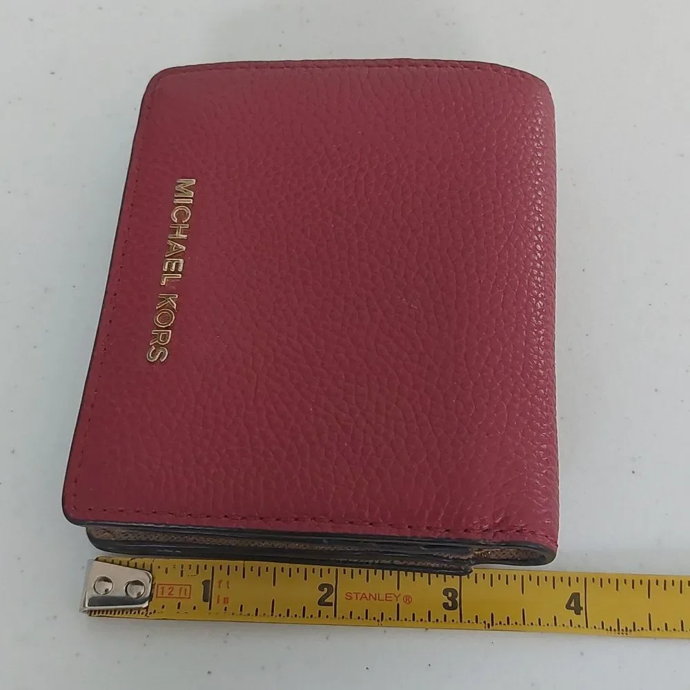 Michael Kors Bedford Brick Red Leather Carryall Card Case Wallet - Picture 10 of 10